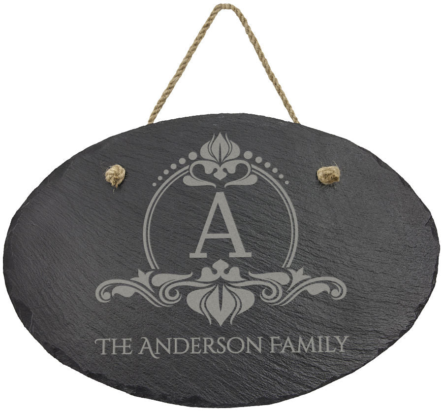 Oval Slate Decor with Hanger String