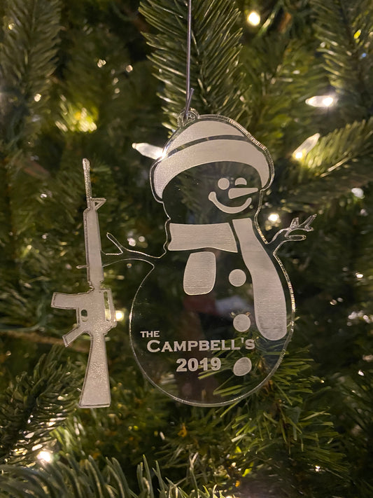 Custom Snowman Gun Ornament