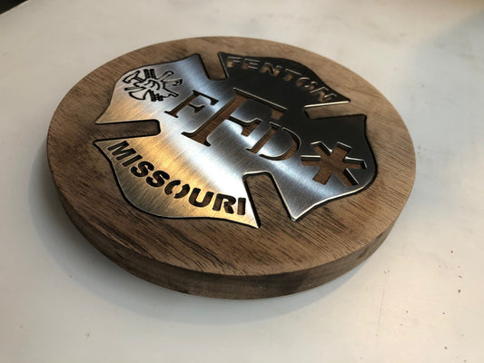 Wood Coasters with Metal Inlay (set of 4 with holder)