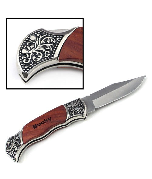 Wood handle pocket knife